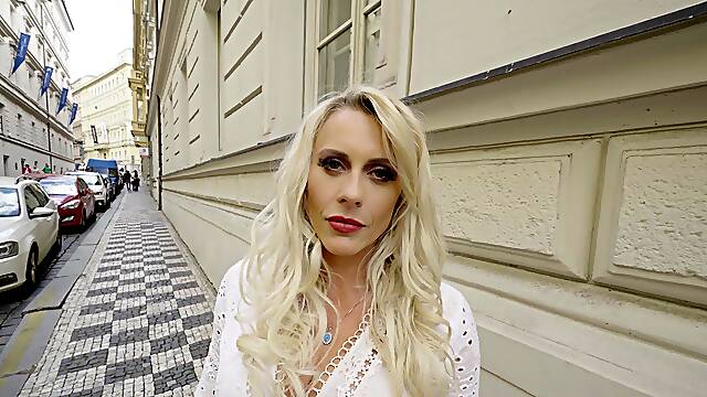 Blonde milf Brittany Bardot enjoys bed sex with Michel Fly