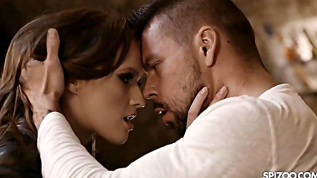 Beautiful sex on the bar stand with a slender model Stacy Cruz