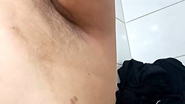 Wife has a lot of hair on her pussy, her armpits are growing hair and she shows her adorable tits