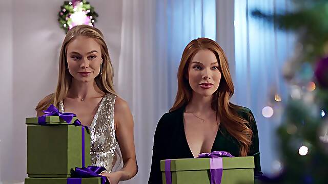 Sensual Christmas lesbian fuck with hot MILFs Nancy Ace and MelRose Michaels