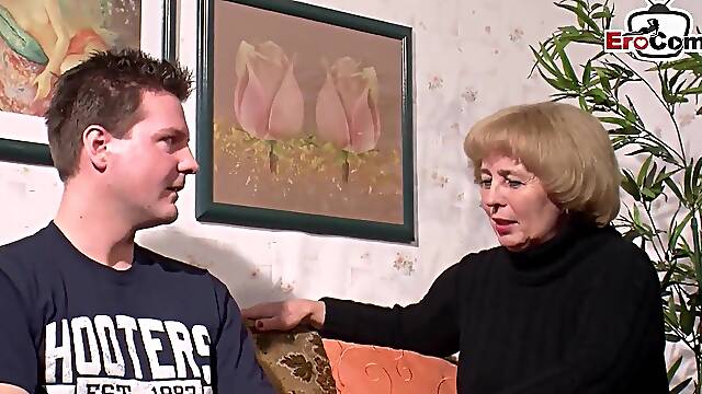 German grandma seduces her stepson to have sex