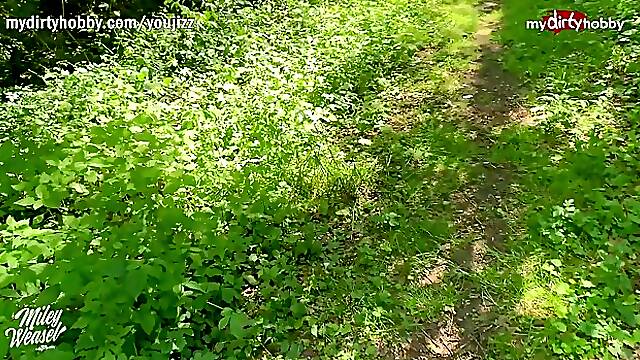 Small tits German blonde MILF gets fucked and creampied outdoor (POV)