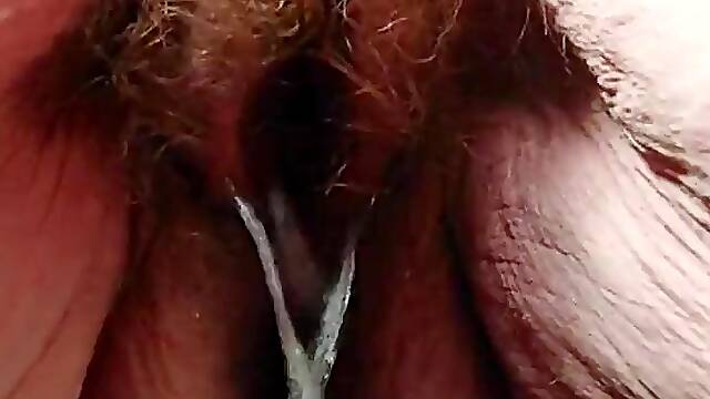 Granny bushy cunt peeing