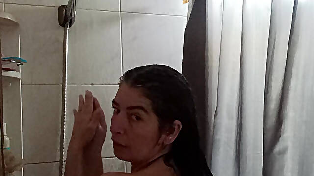 Milf taking a shower