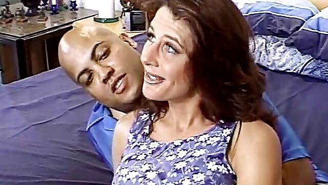 Horny milf gets banged in a foursome interracial action