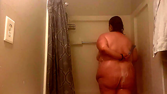 Fat Bitch Takes Steaming Hot Shower and Plays with Herself