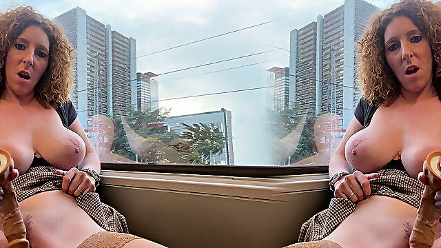 Alone on a Train, I Fuck My Pussy with a Dildo Like a Slut